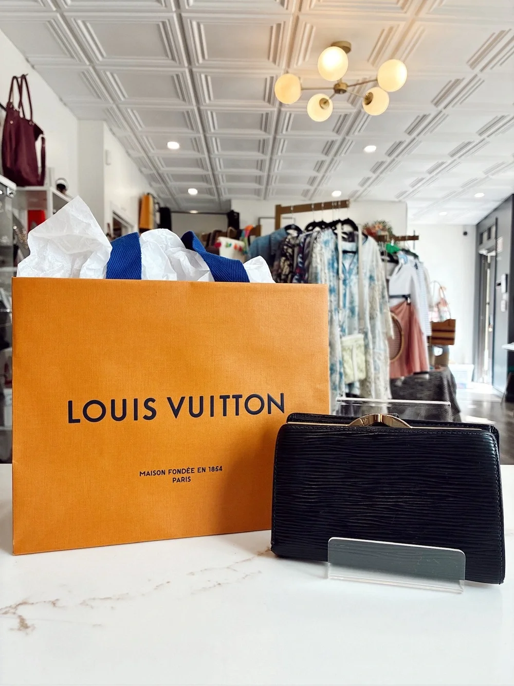 Louis Vuitton Black Epi Leather Wallet with Gold Hardware